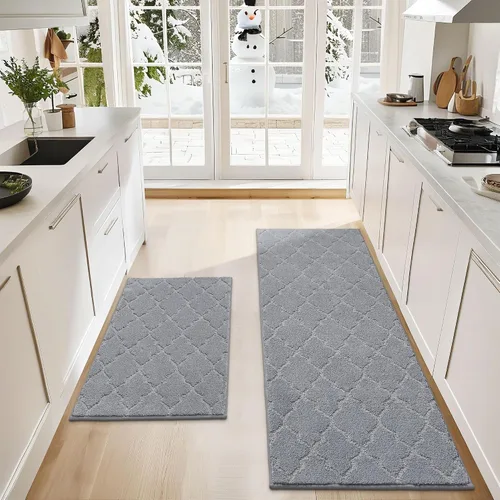 Vista 66 de COSY HOMEER Alfombras suaves de cocina [2 piezas] para el frente del fregadero súper absorbentes, tapetes y tapetes de cocina de 20 x 30 pulgadas/20