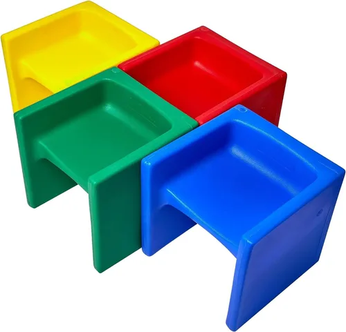 Vista 15 de Children's Factory Silla cúbica 3 en 1 para niños, muebles de aula de asientos flexibles, paquete de 1, almendra Polyethylene Toddler Outdoor