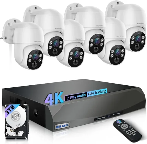 Vista 11 de 【Almacenamiento de 90 días y 4K Ultra HD】 Sistema de cámara de seguridad con cable, cámaras de seguridad POE para exteriores, sistema de cámara IP