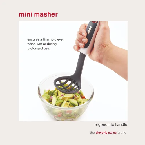 Vista 3 de Zyliss Mini machacador y cuchara, mini batidor y hace todo – triturador de alimentos apto para lavavajillas, batidor pequeño y espátula de silicona