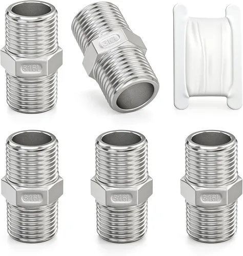 Vista 25 de TAISHER 10 pezones hexagonales 316L, montaje de tubería 3/8 "macho NPT