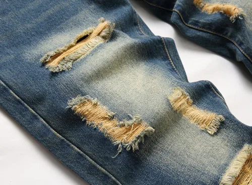 Vista 5 de AITITIA - Jeans rasgados de ajuste estándar para hombre