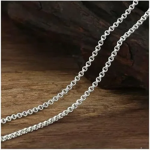 Vista 3 de Collar de cadena de eslabones circulares de plata de ley 925 de 0.059 in, 0.079 in, 0.098 in, cadena Belcher para mujer, collar para colgante, 16