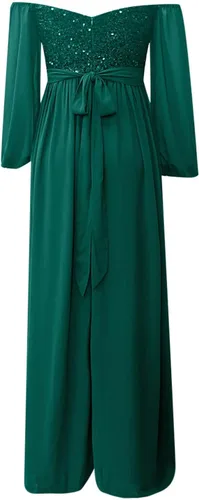 Vista 5 de Vestido bohemio para mujer, Brillante, Vestidos Fiesta cóctel, lentejuelas, fluido, largo, midi, cintura fruncida