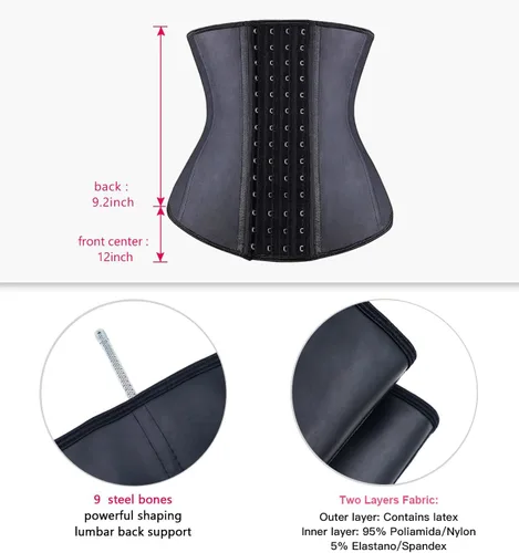 Vista 4 de YIANNA Entrenador de cintura para mujer, corsé de látex bajo el busto, corsé de cintura con reloj de arena, 4 ganchos