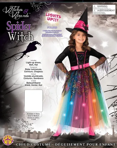 Vista 2 de Rubie's Girl's Forum Spider Witch Light Up Costume Dress and Hat