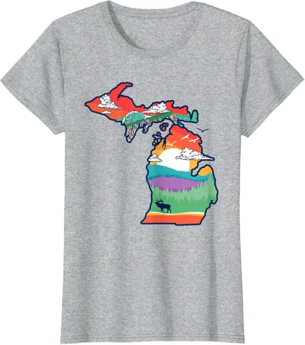 Vista 29 de Michigan Outside - Camiseta con ilustración artística
