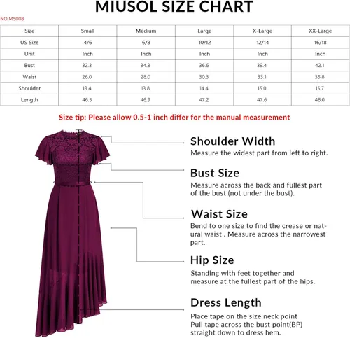 Vista 6 de Miusol Elegante vestido largo de encaje floral para dama de honor con volantes para mujer