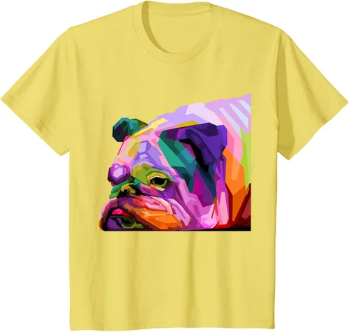 Vista 89 de Camiseta de retrato pop artístico de bulldog británico inglés para dueños de perros, Negro, S