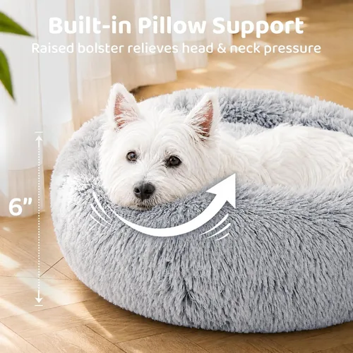 Vista 3 de JOLLYVOGUE - Cama para perros y gatos, cama relajante y antiestrés para mascotas y perros pequeños, cojín esponjoso en forma de dona para mascotas