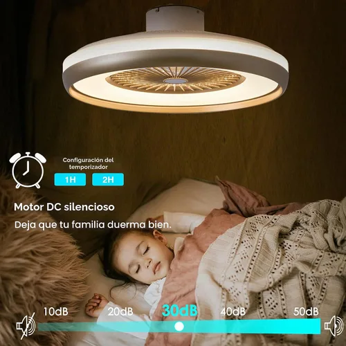 Vista 4 de Ventilador de techo sin aspas de 24 pulgadas con control remoto de luz, ventiladores de techo LED inteligentes con control de aplicación, ventilador