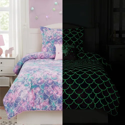 Vista 32 de Kaleido Space Juego de Edredón para Niños Tamaño Twin para Niños, Juego de Ropa de Cama de Juegos de Pelota que Brilla en la Oscuridad, 1 Edredón, 1