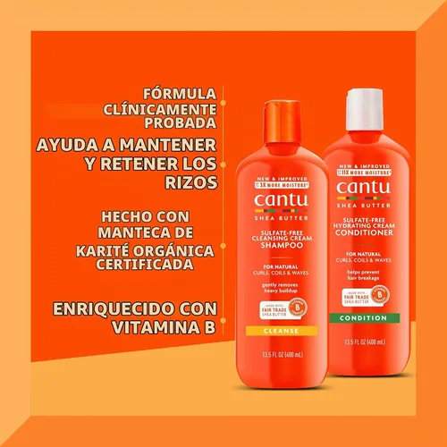 Vista 3 de Cantu Champú y acondicionador con manteca de karité para cabello natural, 13.5 fl oz (paquete de 2)