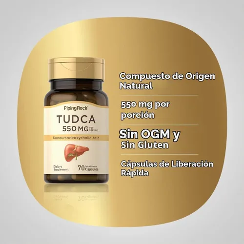 Vista 4 de Piping Rock Suplemento Tudca 550mg 70 Cápsulas