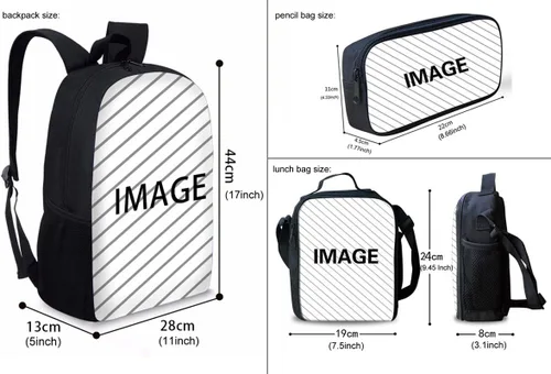 Vista 2 de UNICEU Bolsa de almuerzo linda para niña, niño, estuche para lápices, diseño de perro Corgi, mochila escolar impresa 3 juegos, Corgi Dog, Viajar