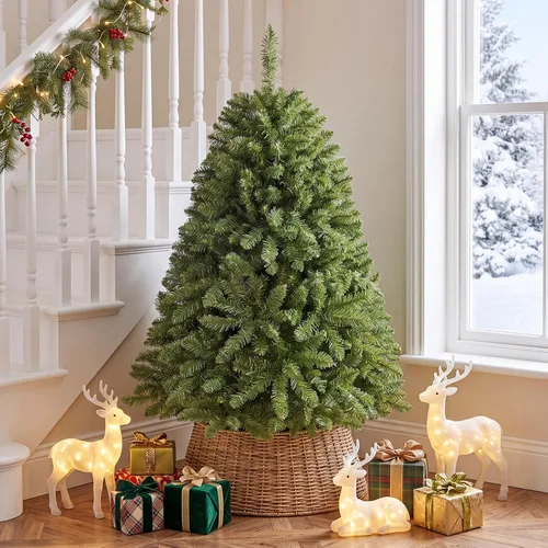 Vista 8 de GOFLAME Árbol de Navidad artificial de 4 pies con soporte de metal plegable