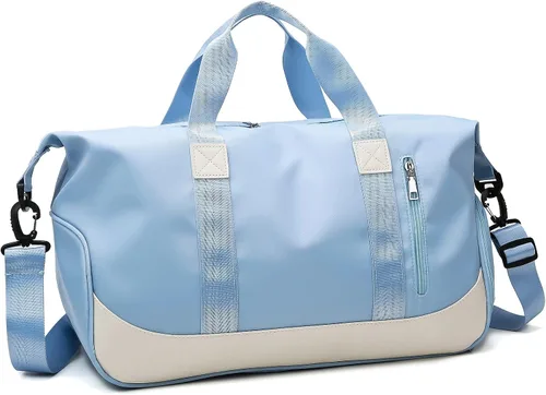 Vista 8 de Arouselove Bolsas de lona deportivas para mujeres y hombres, bolsa de gimnasio portátil con bolsillo húmedo y compartimento separado para zapatos
