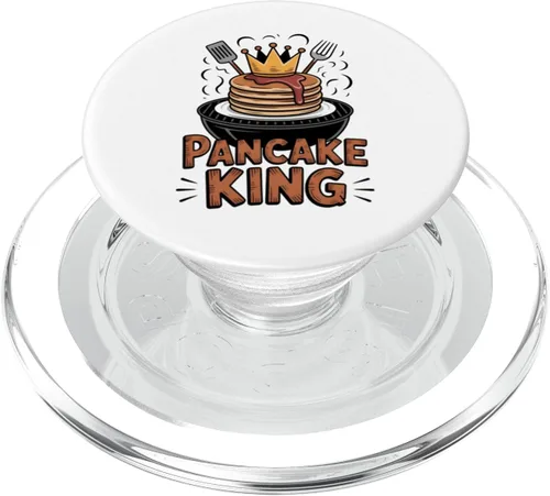 Vista 7 de Pancake King Funny Breakfast Lover BBQ Barbacoa Hombres Mujeres PopSockets Adhesivo PopGrip
