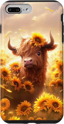 Vista 12 de Cute Scottish Highland Cow Sunflower Western Country Farm Case for iPhone 16