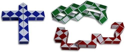 Vista 2 de Magic Snake Cube Twist Puzzle Paquete de 3 36 cuñas, 3 cubos grandes (paquete de 3 grandes)