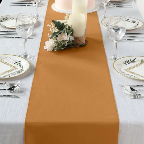 Vista 13 de Efavormart - Camino de mesa de poliéster de alta calidad azul claro para bodas, fiestas de cumpleaños, banquetes, decoración, ajuste rectangular