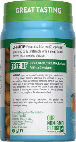 Vista 7 de Nature's Truth Gomitas de vitamina D3 + K2 50 unidades Sabor melocotón y mango Suplemento vegetariano, sin OMG y sin gluten