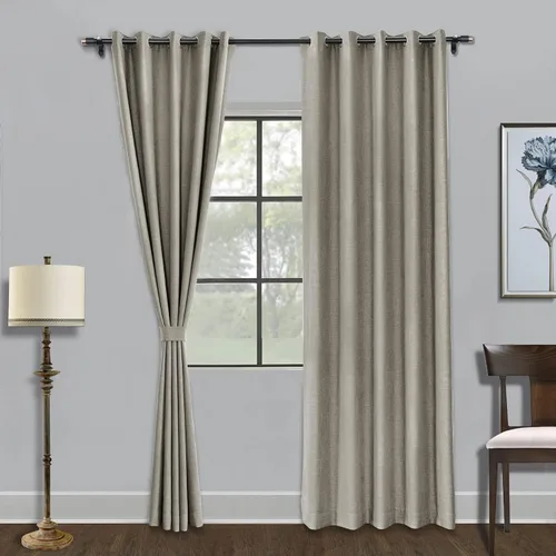 Vista 16 de Fcosie Cortinas opacas de 84 pulgadas de largo con textura de lino, con aislamiento térmico, con ojales en la parte superior con forro opaco blanco