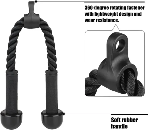 Vista 2 de Accesorio de cable de cuerda de tríceps para gimnasio, accesorio desplegable con asas de goma, accesorios para máquina de ejercicio, sistema de polea