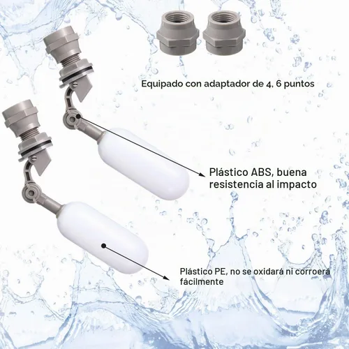 Vista 3 de Mudder Paquete de 4 mini válvulas de bola de flotador de 1/2 pulgada con brazo ajustable Plastic Float Valve for Water Tank Pond Garden Hose