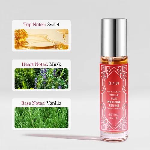 Vista 2 de Perfume de feromonas para mujeres, aceite de perfume de vainilla de larga duración, roll-on (0.34 fl oz/0.3 fl oz)