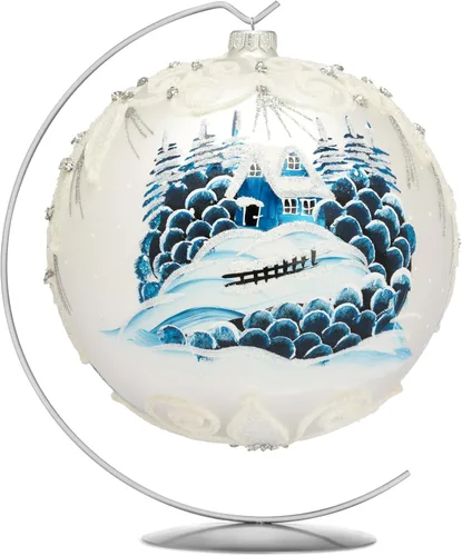 Vista 23 de Adorno de Navidad de Polish Gallery, Explosión Invernal, Bola de Vidrio Soplado (Oro, 6-pulgadas Ø/150mm)