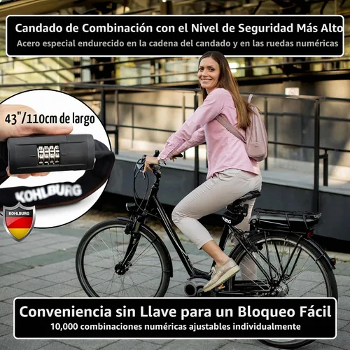 Vista 2 de KOHLBURG Candado de bicicleta de combinación resistente