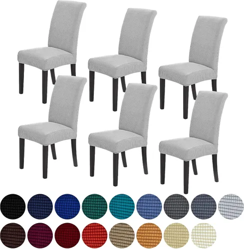 Vista 82 de Juego de 2 fundas para sillas de comedor, fundas elásticas para sillas de comedor, fundas para sillas de cocina de jacquard texturizadas, decoración