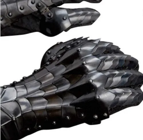 Vista 3 de Medieval Brass Gauntlets Medieval Templar Steel Functional Gauntlets for Combat