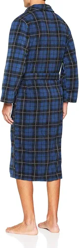 Vista 3 de Bata polar para hombre John Christian, color azul a cuadros
