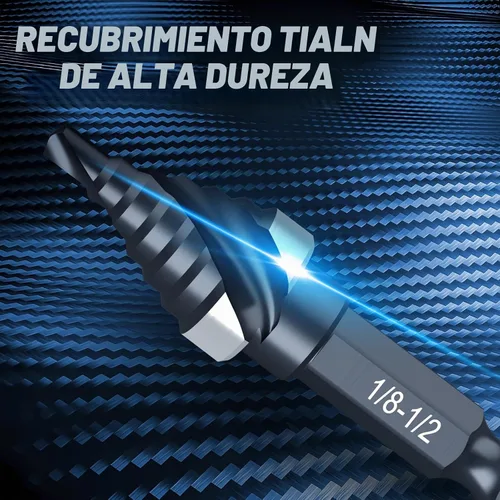 Vista 4 de THINKWORK Broca de paso de cobalto M35 con flauta en espiral, broca de paso HSS de tamaño único de 1/2", brocas de paso de tamaño pequeño EDC