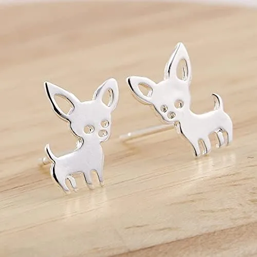 Vista 5 de QIAN0813 Aretes pequeños de Chihuahua para mascotas para mujeres, lindos aretes de perrito y cachorro, joyería de animales Love My Pet, aleación
