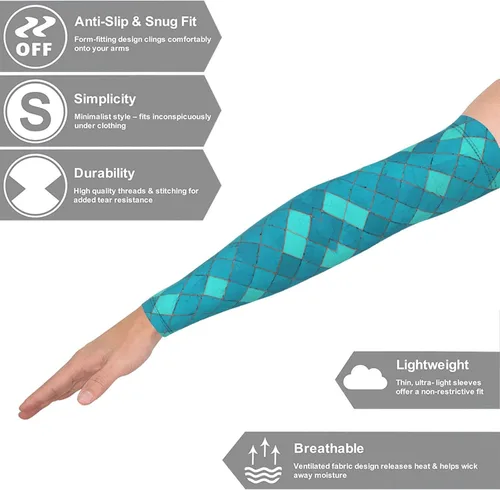 Vista 2 de Acuarela Limón Enfriamiento Brazo Mangas Cubierta UV Protección Solar para Mujeres Golf Brazo Mangas 1 Par, Estrella de mar de tortuga oceánica