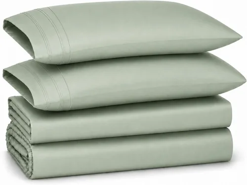 Vista 15 de Tribeca Living Juego de sábanas satinadas tamaño individual XL, 100 % rayón de bambú con 300 hilos, sábana bajera refrescante con bolsillo profundo