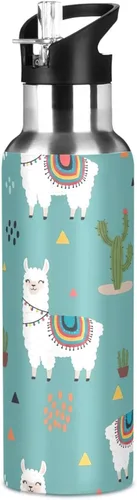 Vista 8 de Cute Llamas - Botella de agua colorida de acero inoxidable aislada al vacío de 32 onzas, a prueba de fugas, botella de agua deportiva sin BPA