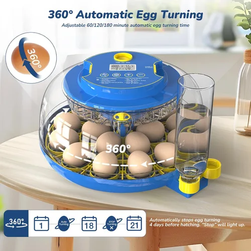 Vista 4 de Incubadora para incubar huevos con giro automático de huevos y control de temperatura/humedad, incubadora de 18 huevos para huevos
