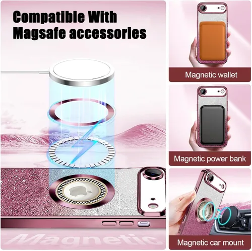 Vista 252 de Misscase Funda magnética con purpurina para iPhone 11 compatible con MagSafe, protección completa, delgada, a prueba de golpes, antiarañazos