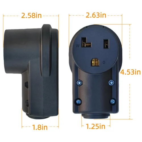 Vista 4 de Receptáculo NEMA 5-30R, 30 amperios, 125 voltios, conector de 3 cables de 2 polos, 30 A CA de grado industrial, enchufe hembra de grado industrial