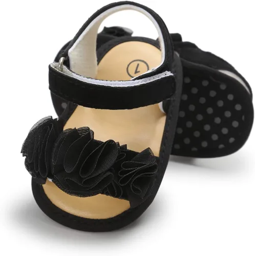 Vista 9 de myppgg Sandalias de verano para niñas pequeñas, antideslizantes, suela suave, pantuflas para bebés, vestido de princesa floral, zapatos