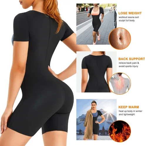 Vista 5 de URSEXYLY Traje de sauna para mujer, chaleco de sudor, entrenador de cintura, 3 en 1, adelgazante, moldeador de cuerpo completo, parte superior