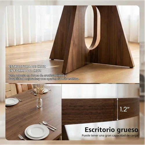 Vista 5 de HIPIHOM Moderno juego de mesa de comedor redonda para 2, mesa de cocina de nogal de 39.4 pulgadas con 2 sillas de piel sintética, juego de comedor