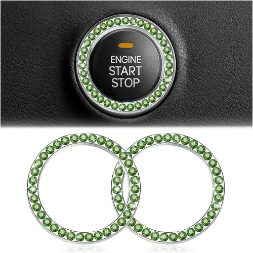 Vista 21 de Calcomanías de anillo de arranque de motor con diamantes de imitación de cristal, paquete de 2 unidades, cubierta / calcomanías para botón de Doble