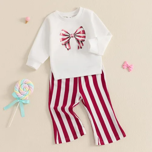Vista 52 de Kaipiclos Ropa occidental para bebé niña, con lindo estampado con volantes, manga larga, pantalones para otoño e invierno, trajes de vaquera