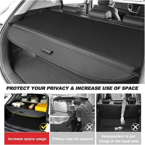 Vista 4 de Cubierta de carga de privacidad para maletero, compatible con Toyota RAV4 2006-2012, estante de almacenamiento de carga trasero retráctil