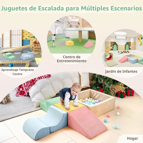 Vista 7 de JUGUETES DE ESCALADA PARA NIÑOS PEQUEÑOS, Juguetes de Escalada para Niños Pequeños en Interiores, Juego de 5 Piezas de Bloques de Escalada de Espuma